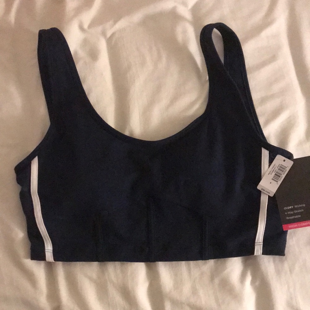 navy blue gap fit sports bra - size small